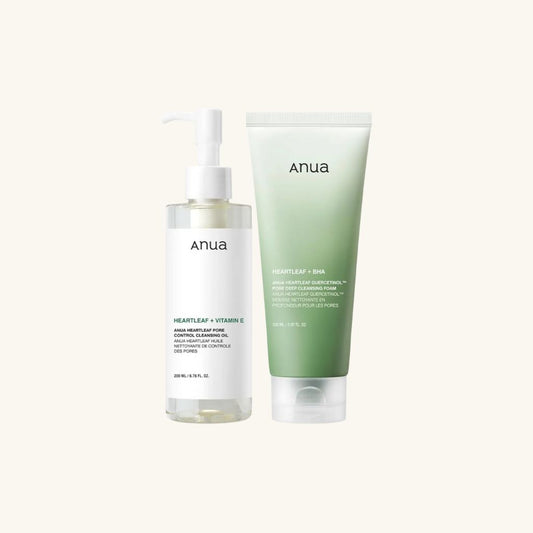 Anua Heartleaf Double Cleansing Cleansing Oil and Cleansing Foam